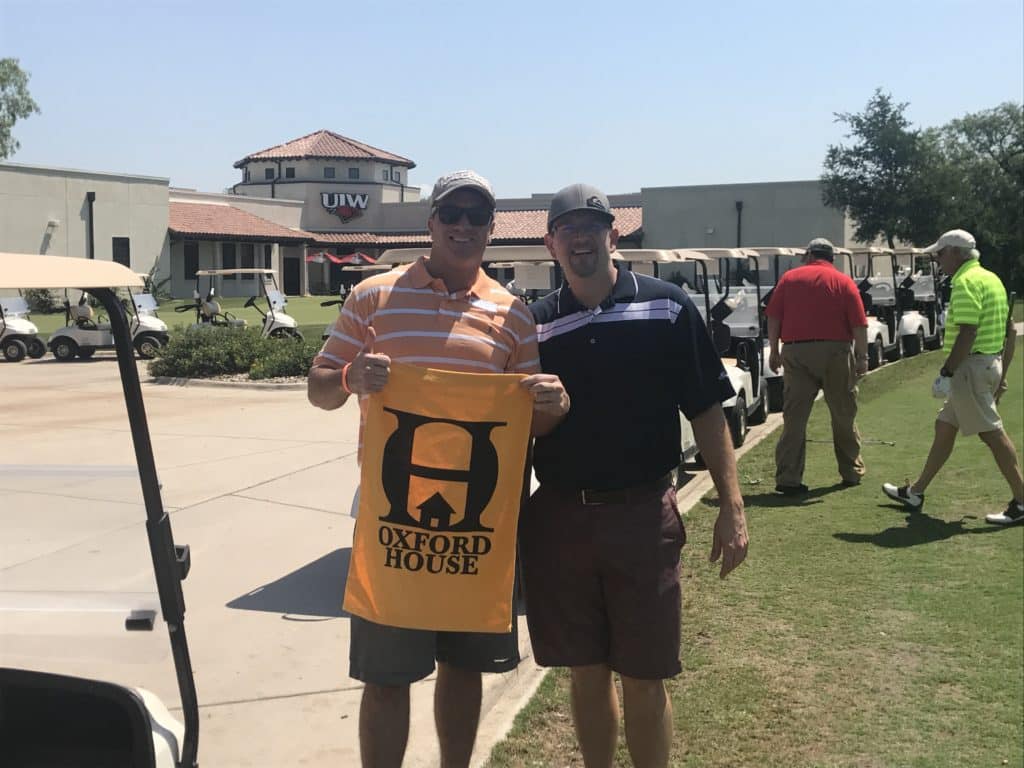 La Hacienda's Cade Saurage and Greg White at the Oxford House Golf Tournament