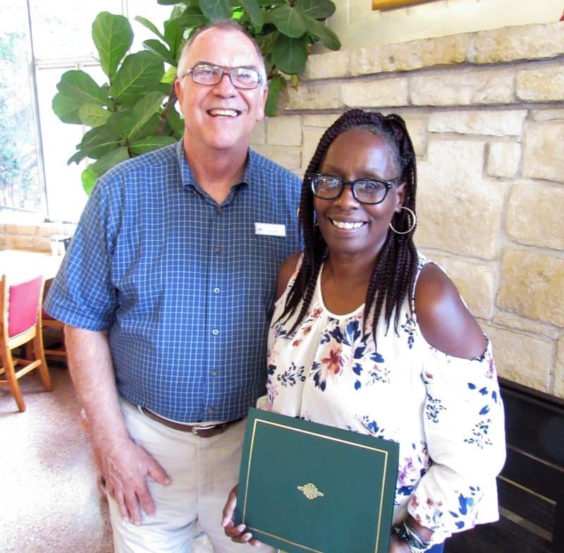 La Hacienda Executive Director Art Vandivier with 20-year employee Wanda Benson