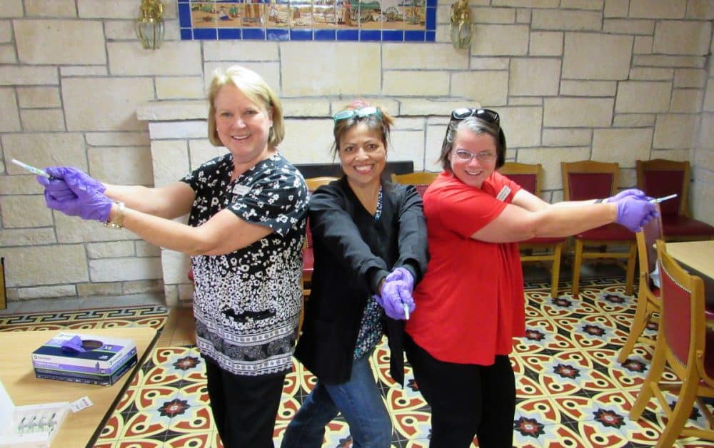 Nurses Deborah Boyce, Mimi Vasquez and Nurse Manager Vorsha Sherfield were ready for the Flu Fest vaccination event.