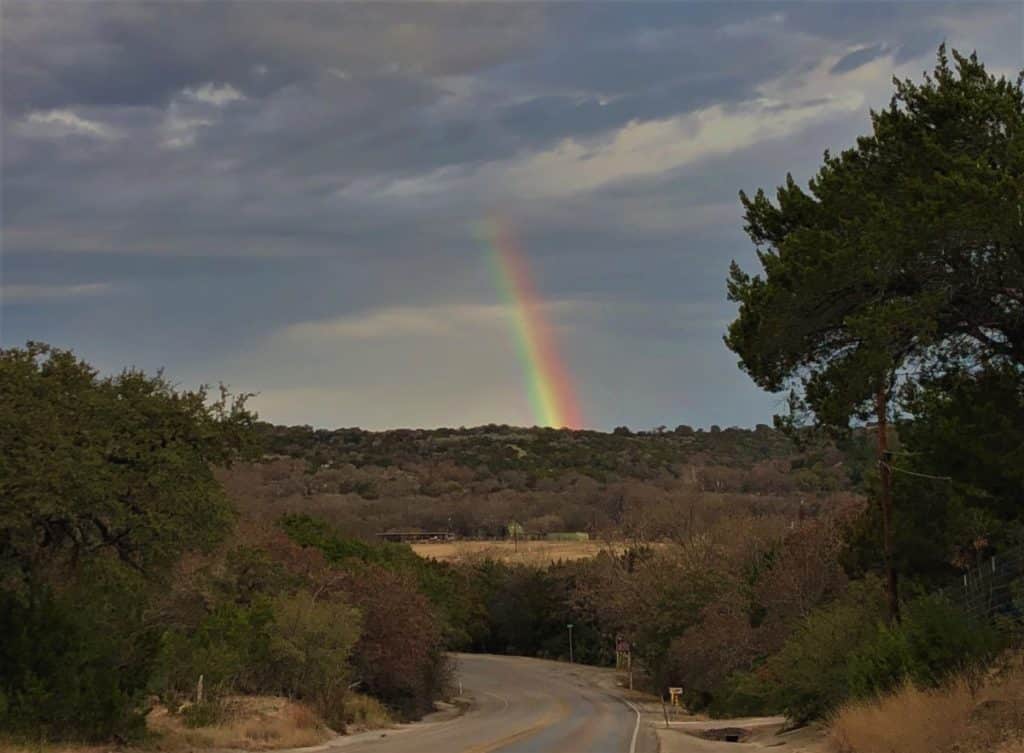 Rainbow over the Guadalupe Valley and Highway 1340