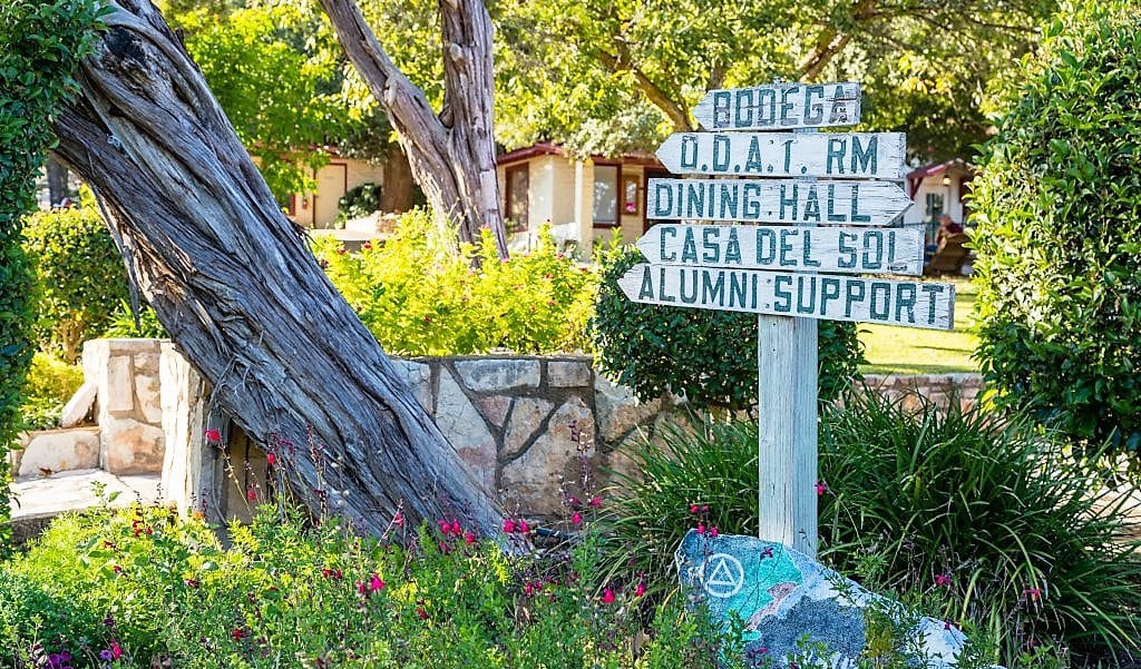 Direction signs on the La Hacienda campus