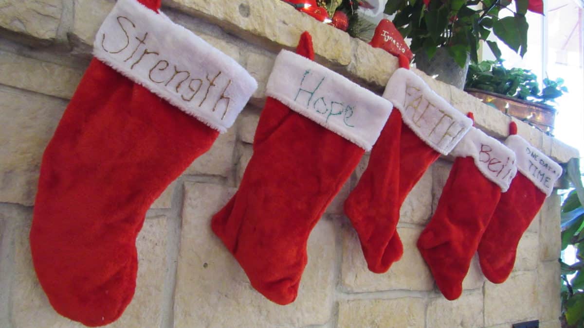 Stockings on the fireplace