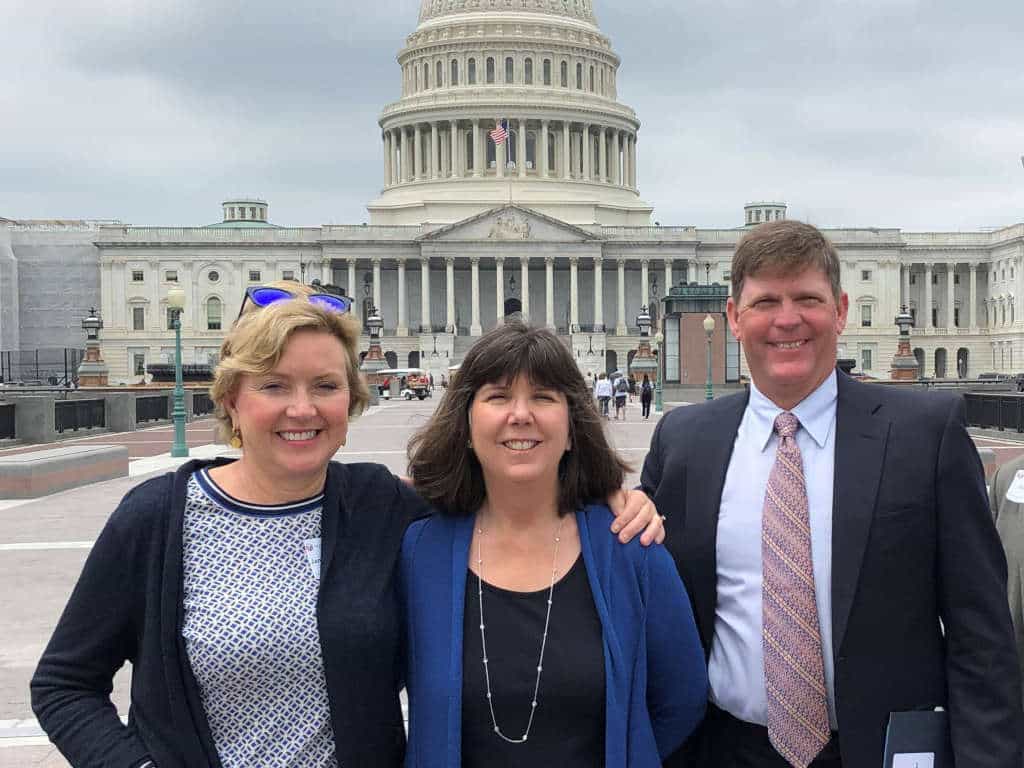 La Hacienda staff at the Capitol for NAATP Hill Day 2019. From left; Director of Clinical Services Janet Blackburn; Director of Outpatient Service & Public Policy Sherri Layton; and Board Member Frost Readel.